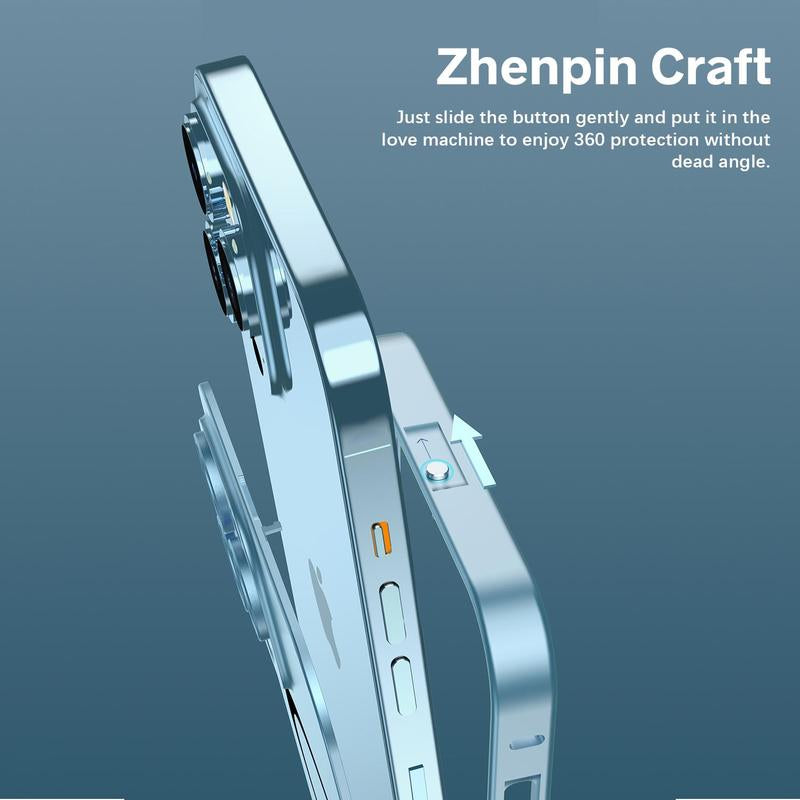 Alloy Aluminum Magnetic Case for Iphone 17 Pro Max 16 15 14 13 12 Pro Max, Metal Frame + PC Back Plate Case Compatible with Magsafe Full Camera Lens Protective Cover