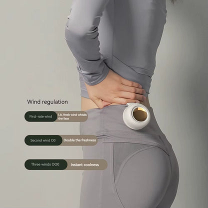 Small Whirlwind Clip Fan Quiet Lightweight Leafless Fan Silent Waist Neck Fan USB Rechargeable Portable Belt Fan for Office Gym