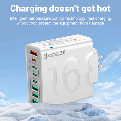 150W Multi Ports USB Charger Fast Charging Wall Adapter for Xiaomi Iphone Samsung Huawei PD Type C Travel Charger EU/US/KR Plug