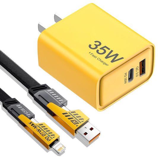 35W Fast Charger with 4-In-1 USB a + C Data Cable Fast Charging Set for Iphone 17/16/15/14/13/12/Ipad/Samsung, Mobile Smartphone Multiple Devices Portable Cellphone Adapter Electronic